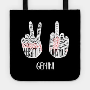 Gemini, Zodiac, June Birthday, Yin Yang, Peace Sign, Middle Finger Tote