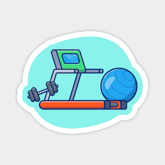 Treadmill, Dumbbell And Fitness Ball Cartoon Magnet by Catalyst Labs