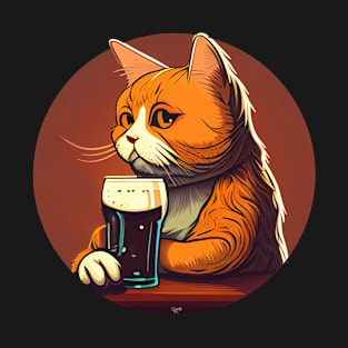 Ginger Cat Drinking T-Shirt