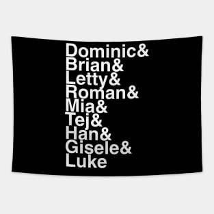 Fast and Furious Characters Helvetica List Tapestry