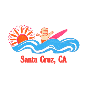 Santa Cruz, CA - Original Retro Style Surf Beach Design T-Shirt