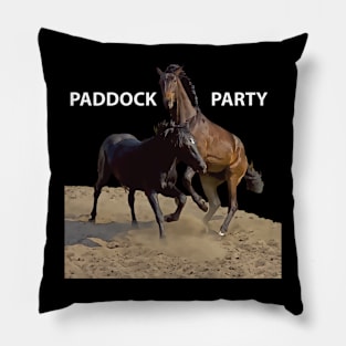 Paddock Party - Funny Horse Graphic Pillow