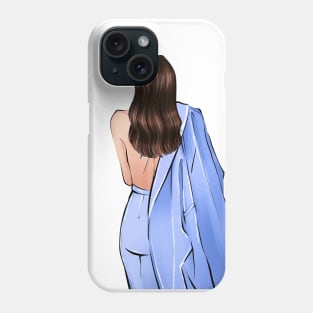 Brunette with blue jacket Phone Case