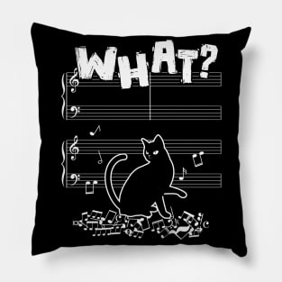 Cat What Funny Cat Music Note Pillow