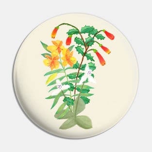 Wildflower bouquet painted illustration Pin