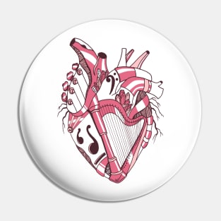 Pink and White No 2 Musical Heart Pin