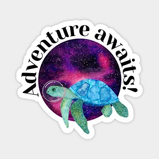 Cute watercolor astronaut turtle with galaxy planet - Adventure awaits Magnet