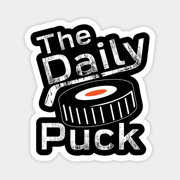 White Text / Orange Puck Magnet by thedailypuck