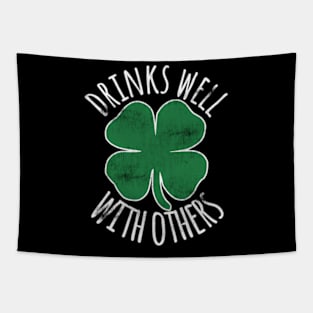 Drinks Well With Others St Patrick'S Day Drunk Beer Tapestry