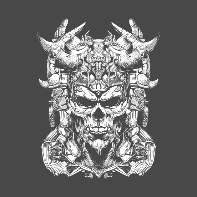 SKULL HEAD WARRIOR LINE ART - Dark Version by HelloDisco