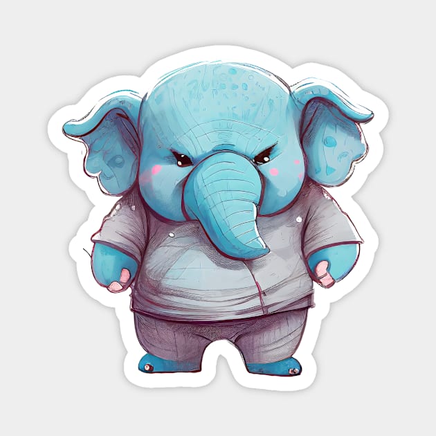 Elephant Cute Adorable Humorous Illustration Magnet by Cubebox