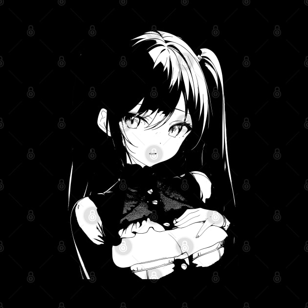 Black and white cute anime girl by DeathAnarchy