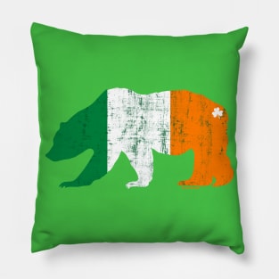 St. Patricks Day Irish Flag Grizzly Bear with Clover | BearlyBrand Pillow