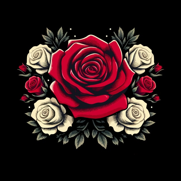 beautiful Rose Flowers T-shirt Design. by Naurin's Design