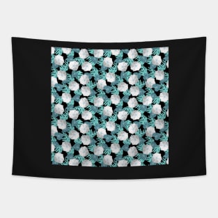 Moonflowers - turquoise on black Tapestry