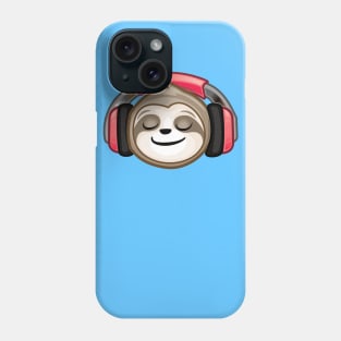 Smiling sloth face listen to music Phone Case