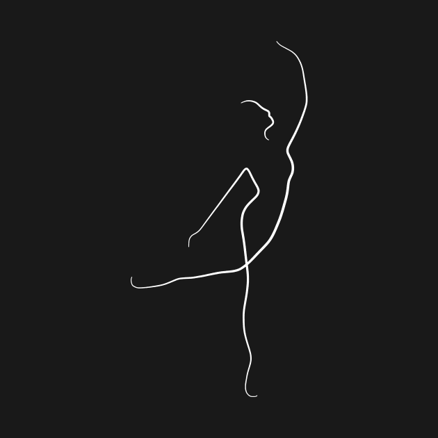 Ballerina Line Art Drawing - Dancing Deena by PeachOnAWindowsill