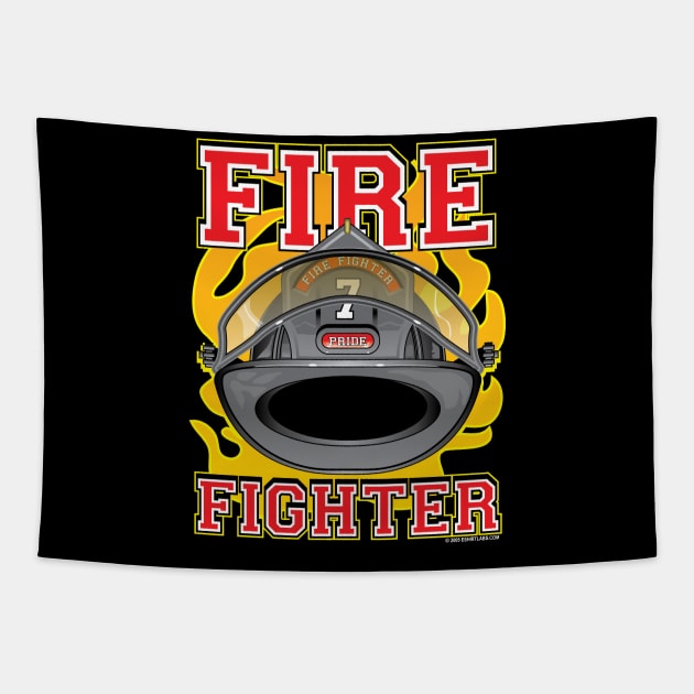 Fire Fighter Black Helmet Tapestry by eShirtLabs