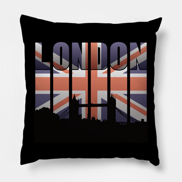 British Flag over London City Pillow by MattOArtDesigns