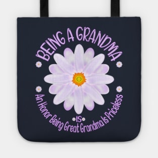 Being A Grandma Is An Honor Being Great Grandma Is Priceless, Grandmother Lover Quote Tote