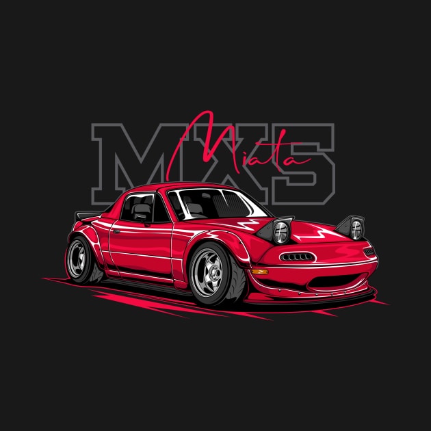 Red Mazda MX5 Miata by cturs