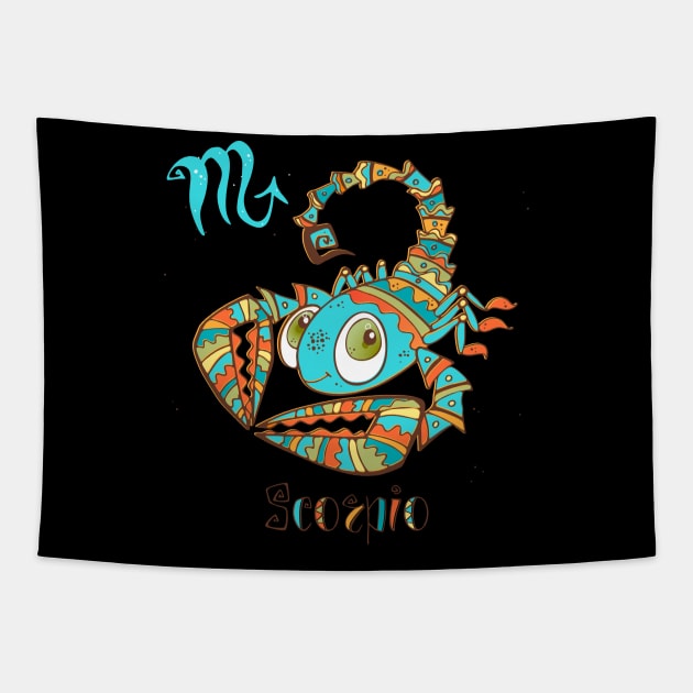 Scorpio zodiac children Tapestry by Mako Design 