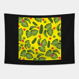 Tropical leaves Yellow Tapestry