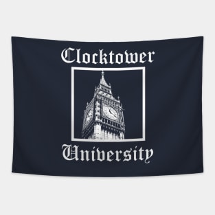 Clocktower University Shirt (Light text, Classic style) Tapestry
