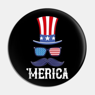 Funny Fourth of July 'Merica Patriotic Shirt Pin