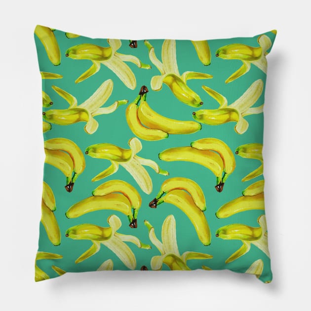 Cute Ripe Yellow Banana Nature Tropical Fruit Pattern Gift Pillow by Freid