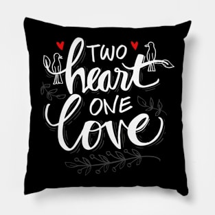 Two heart one love hand lettering. Pillow