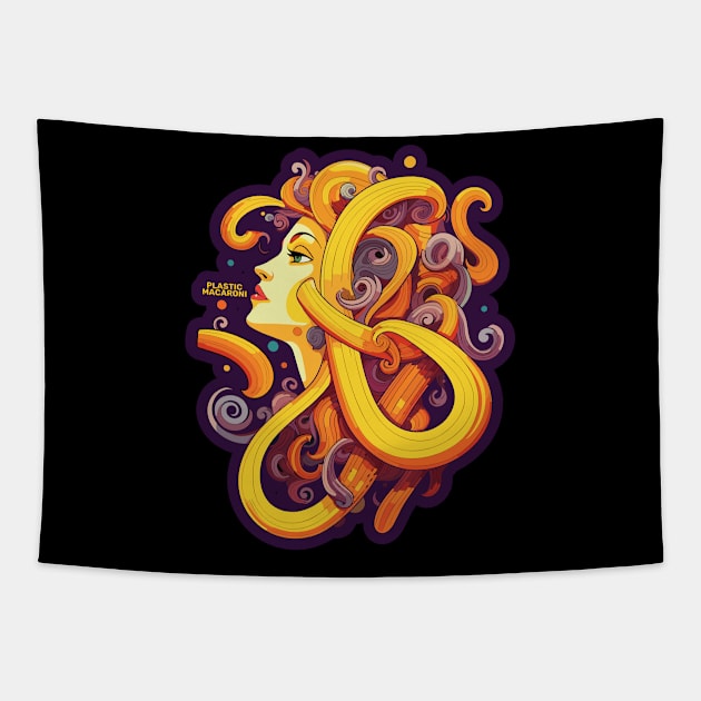 Plastic Macaroni Boho Trippy Hippy Danger Noodle Tapestry by BoobRoss