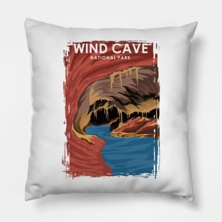 Wind Cave National Park Travel Poster Pillow