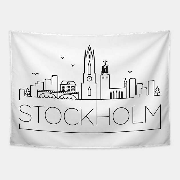 Stockholm Minimal Skyline Tapestry by kursatunsal