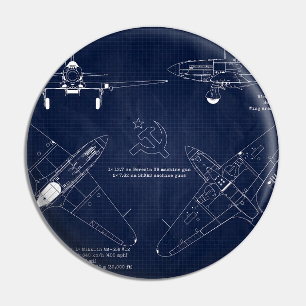 Mig3 CCCP Blueprint Pin by Aircraft.Lover