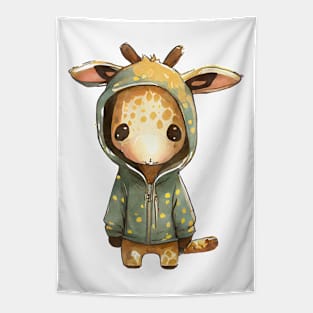 Cartoon Giraffe Wearing Hoodie Tapestry