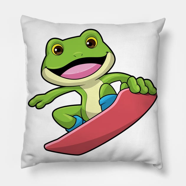 Frog as Snowboarder with Snowboard Pillow by Markus Schnabel