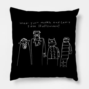 Wear Masks Save Halloween white ink Pillow