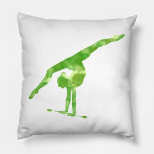 Green Rhythmic Gymnast with Clubs Pillow