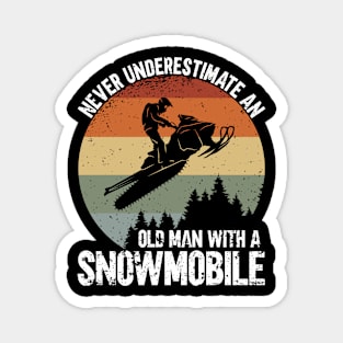 Old Man With A Snowmobile. Magnet