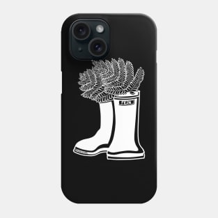 Fern White Lineart Rain Boots Phone Case