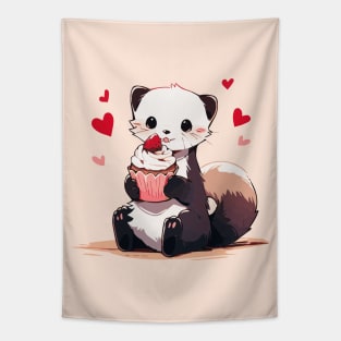 A ferret offering a loving cupcake Tapestry