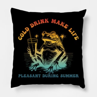 Cold Drink Make Life Pleasant During Summer Relaxing Frog Pillow
