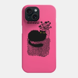 Miauuw - Black Cat with yellow eyes Phone Case