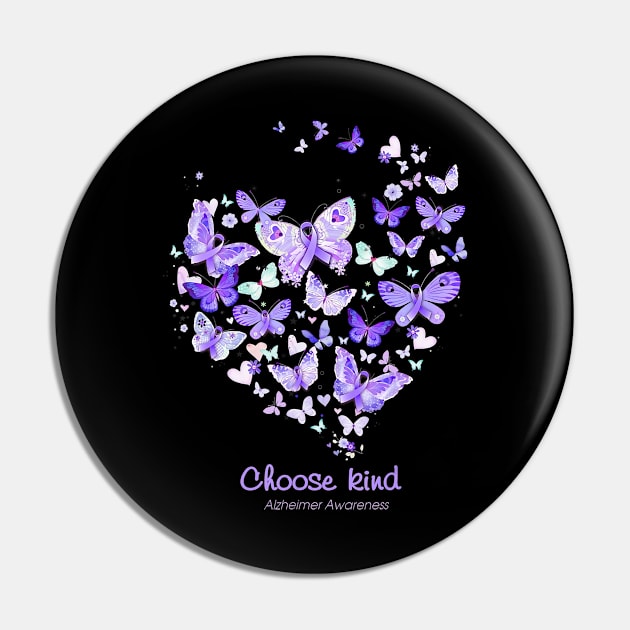 Choose Kind Alzheimer Awareness Butterflys Heart Gift Pin by thuylinh8