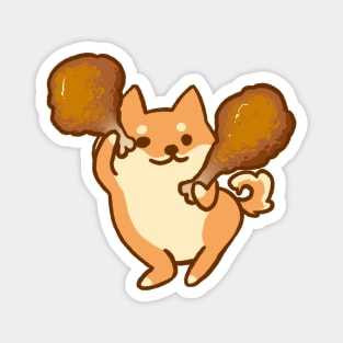 Shiba Dancing with Fried Chicken Meme Magnet