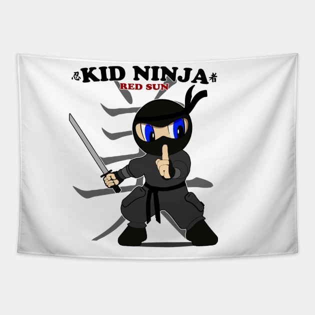 Kid Ninja Red Sun - Anime Manga Tapestry by amarth-drawing