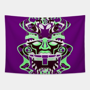 luminescence olmec alien head ecopop Tapestry