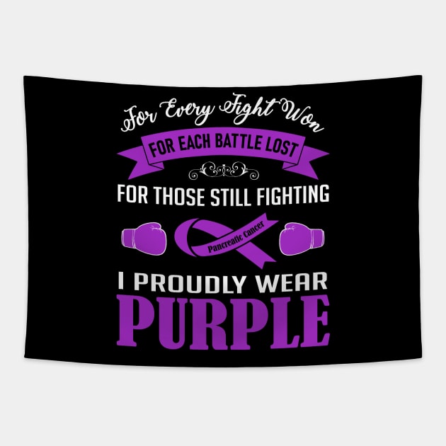 I Proudly Wear Purple | Pancreatic Cancer Tapestry by jverdi28