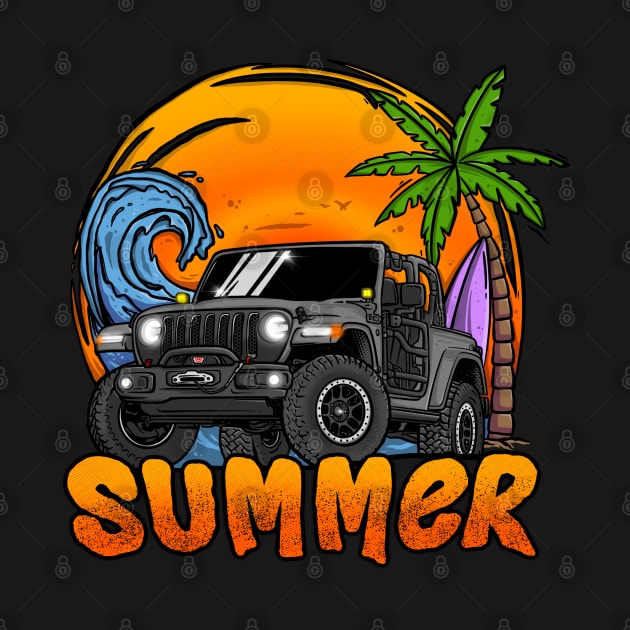 Grey Jeep Wrangler Summer Holiday by 4x4 Sketch